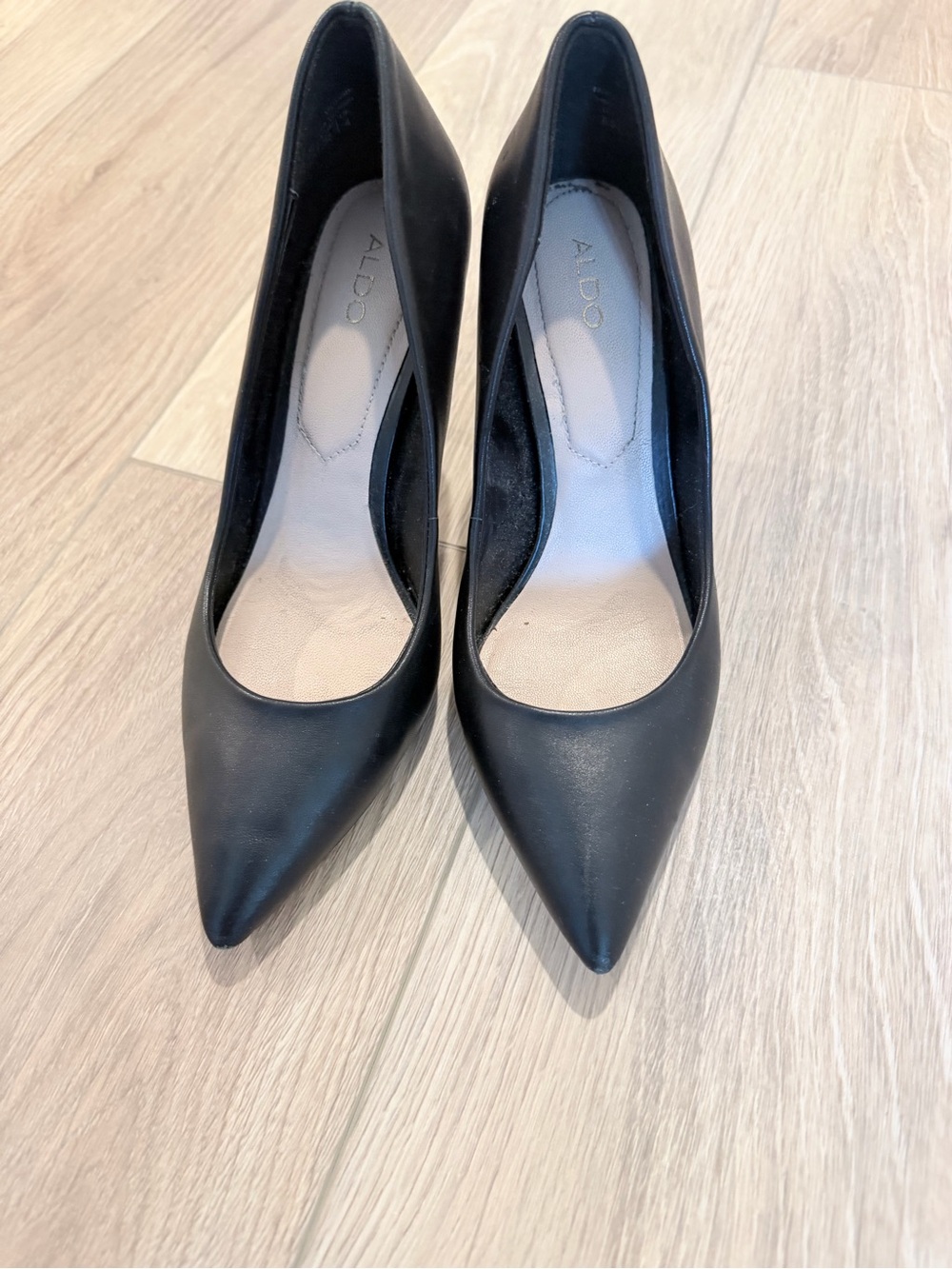 ALDO Black Pointed-Toe Leather Pumps
